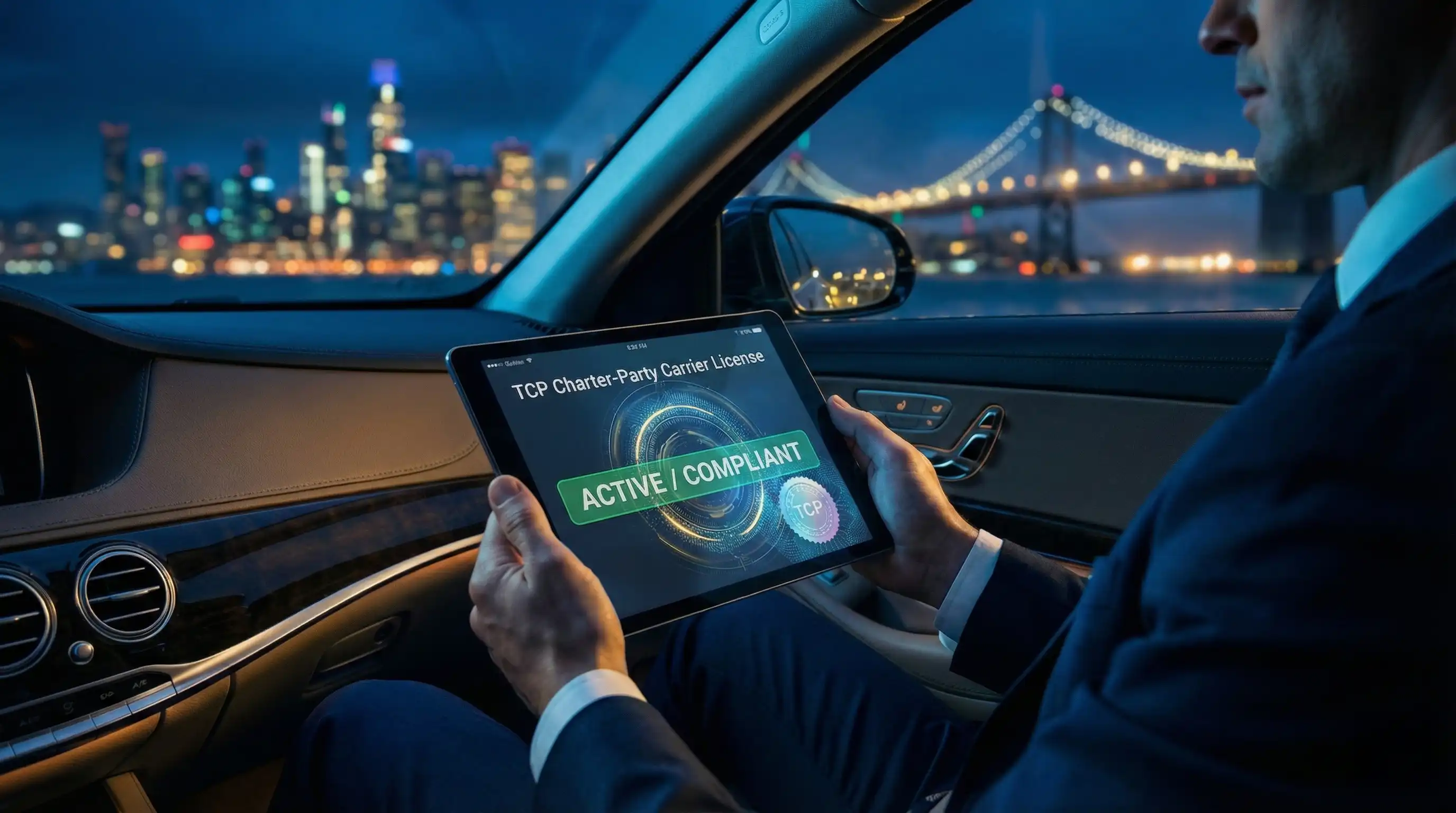 Professional driver in luxury vehicle